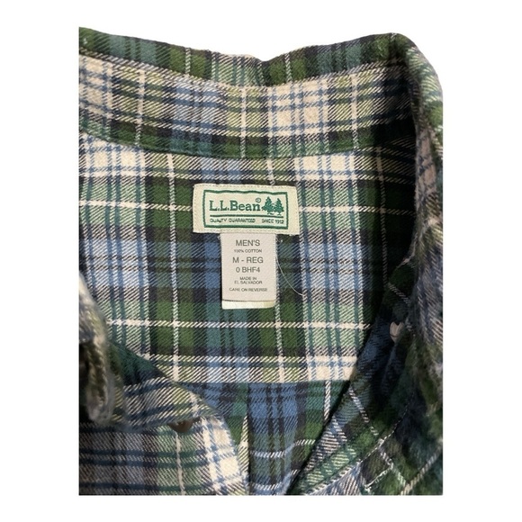 L.L. Bean Plaid Flannel Shirt Mens M-Reg Traditional Fit Outdoor Casual - Picture 3 of 8
